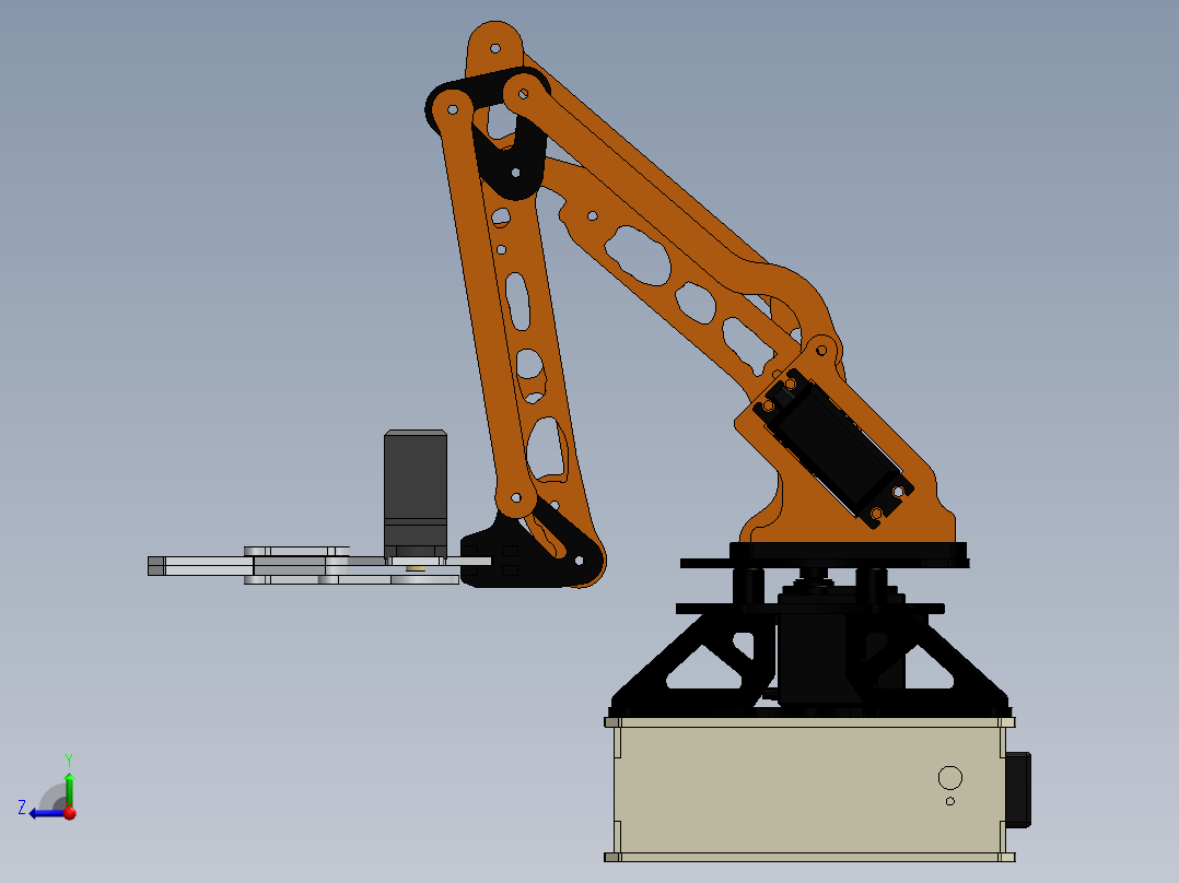 component-robot-arm-3dof-rev-1-lengan-robot SW STP右视图