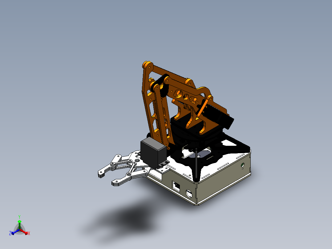 component-robot-arm-3dof-rev-1-lengan-robot SW STP正等轴测图