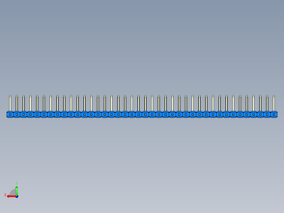 彩色公排针 100mil 2.54mm 系列-DS1022_blue_40p_100mil_TypeU_rev1.0后视图