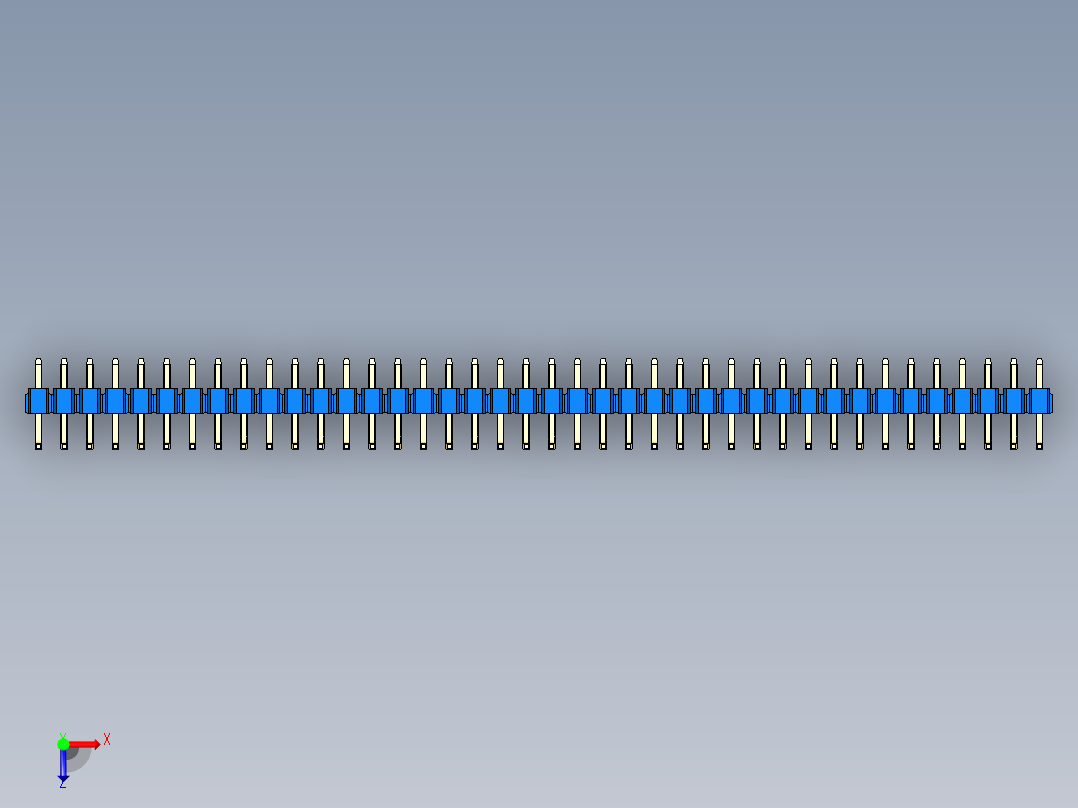 彩色公排针 100mil 2.54mm 系列-DS1022_blue_40p_100mil_TypeU_rev1.0俯视图