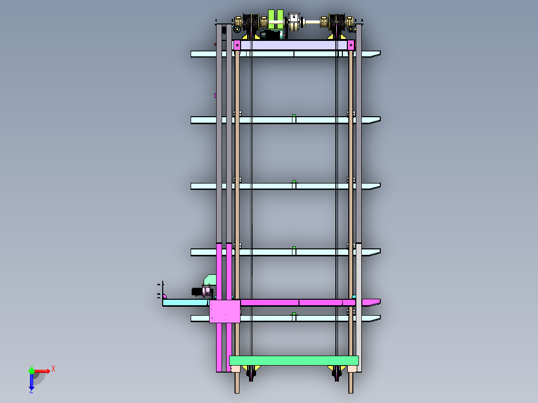 五层沉箱式立体车库3D图纸 非标机械三维设计 3D素材俯视图