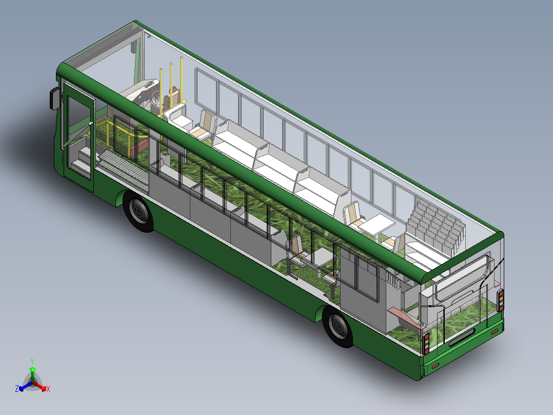 Mobile Library图书馆公共汽车正等轴测图