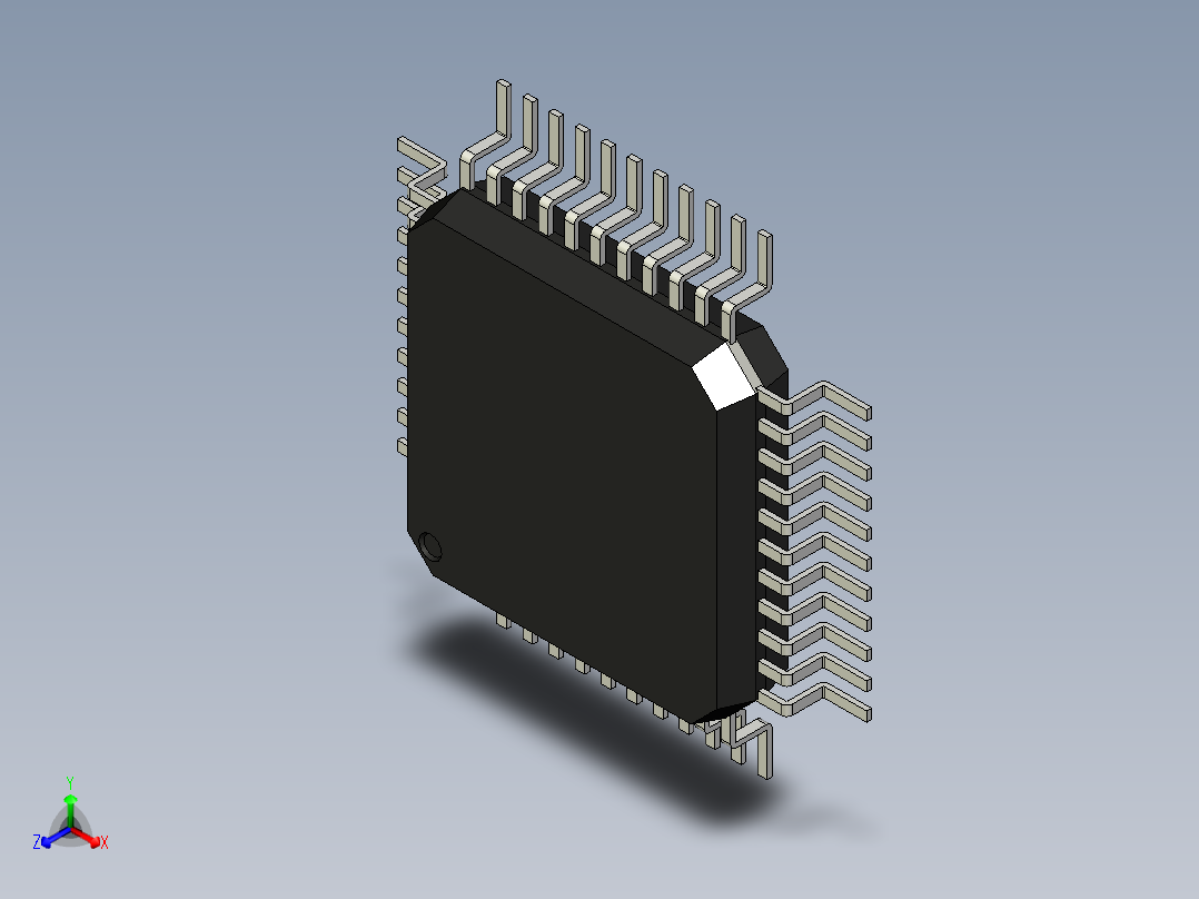 元器件3D封装QFP44_FPT-44P-M11154正等轴测图