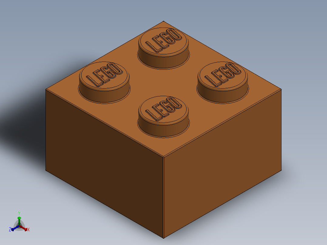 乐高套装 4421基本积木-4153825 - 3003 Bright Orange Brick 2 x 2.SLDPRT正等轴测图