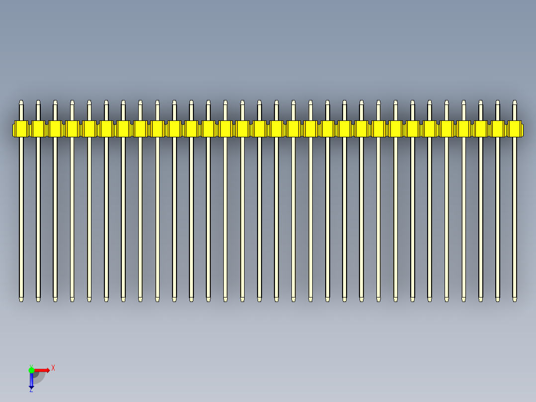 彩色公头100mil（2.54mm）系列-DS1021_yellow_1x30p_100mil_Type43_rev1.0俯视图