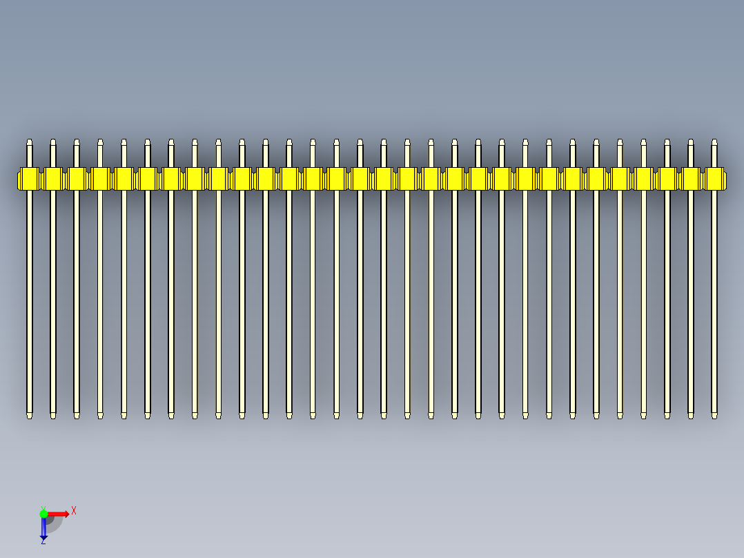 彩色公头100mil（2.54mm）系列-DS1021_yellow_2x30p_100mil_Type43_rev1.0俯视图
