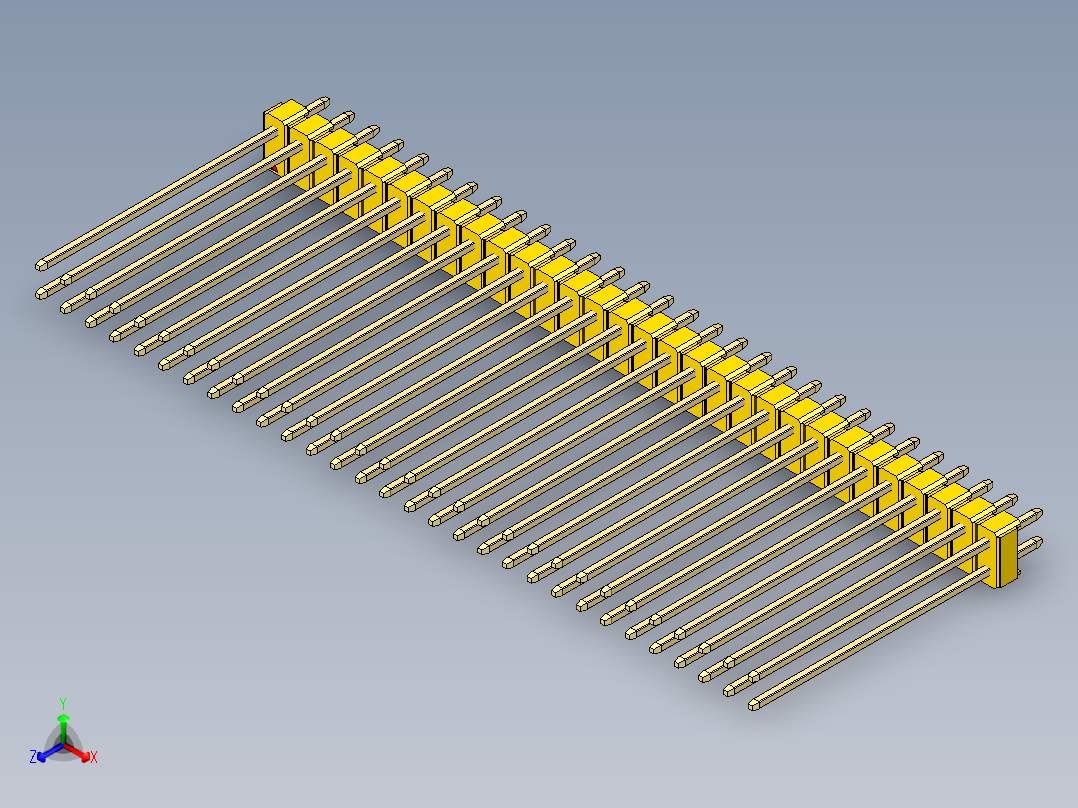 彩色公头100mil（2.54mm）系列-DS1021_yellow_2x30p_100mil_Type43_rev1.0正等轴测图