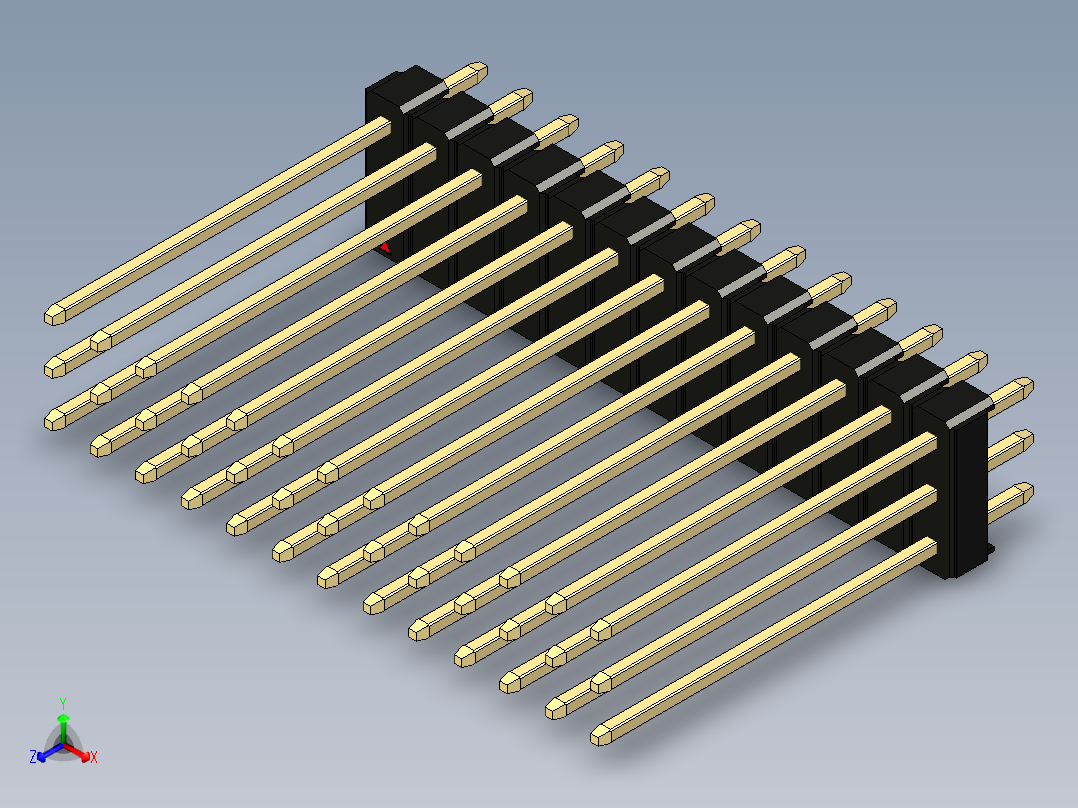 彩色公头100mil（2.54mm）系列-DS1021_black_3x13p_100mil_Type19_rev1.0正等轴测图