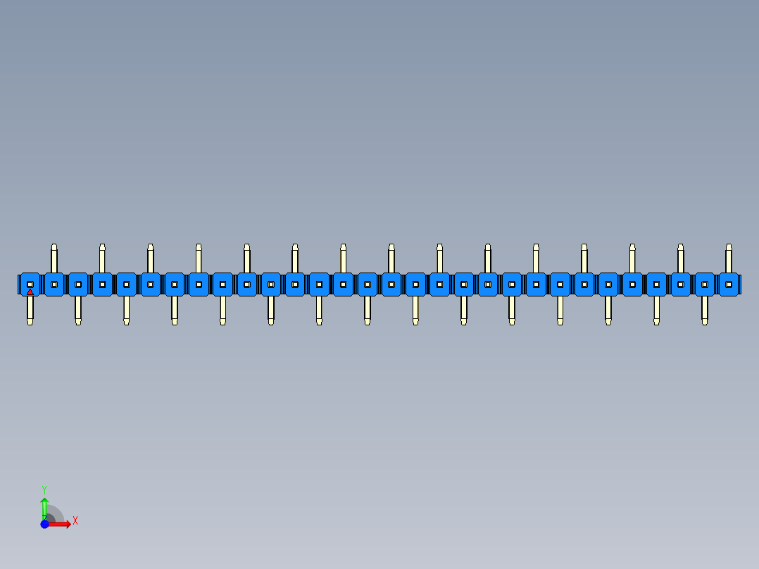彩色公排针 100mil 2.54mm 系列-DS1022_blue_30p_100mil_Type_SMT_R2_rev1.0前视图