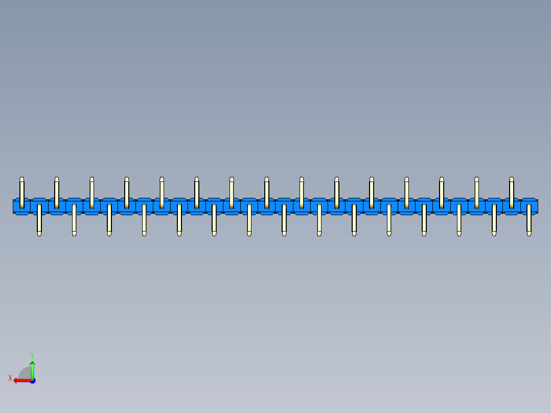 彩色公排针 100mil 2.54mm 系列-DS1022_blue_30p_100mil_Type_SMT_R2_rev1.0后视图