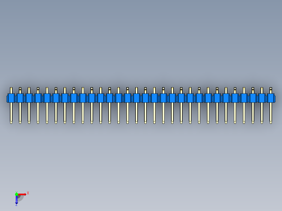 彩色公排针 100mil 2.54mm 系列-DS1022_blue_30p_100mil_Type_SMT_R2_rev1.0俯视图