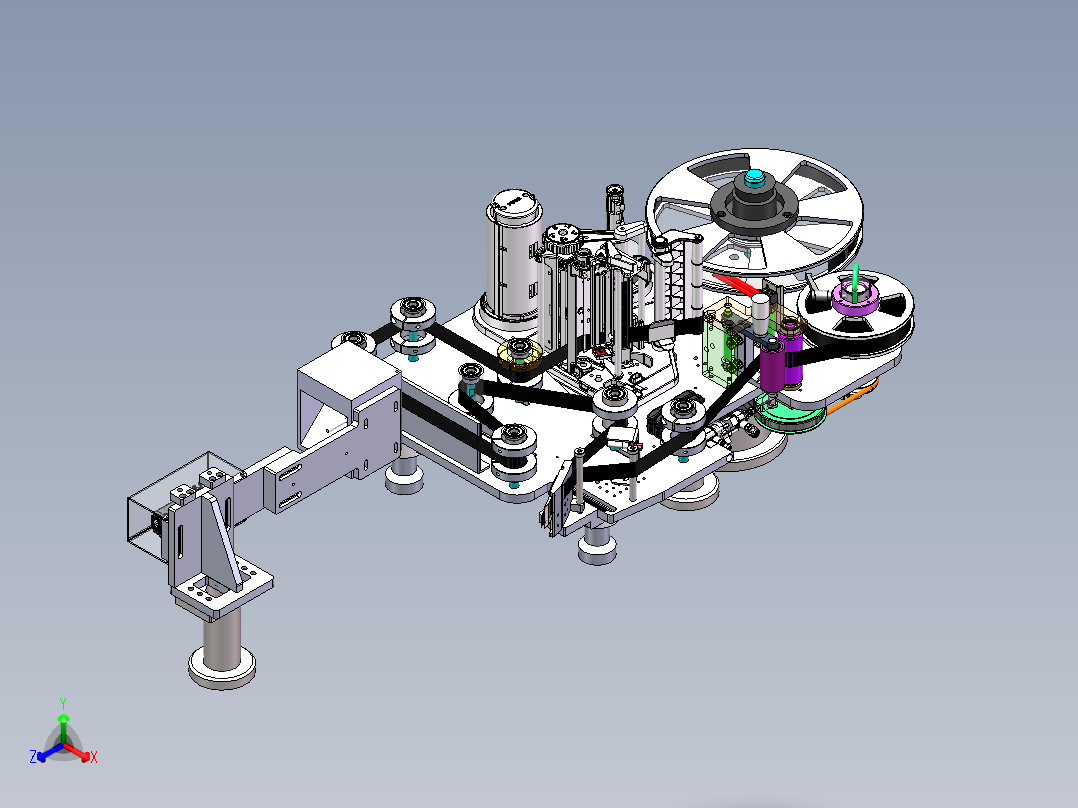 在线打印在线检查自动剥标机-飞达正等轴测图