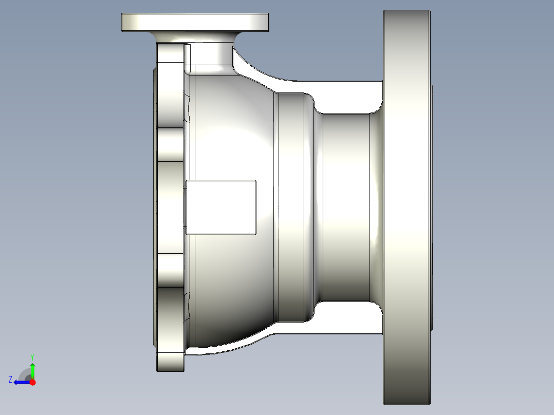 管道手动球阀-水管开关阀-手动阀门User Library-Flange C300DN100_FC300DN100.BP右视图