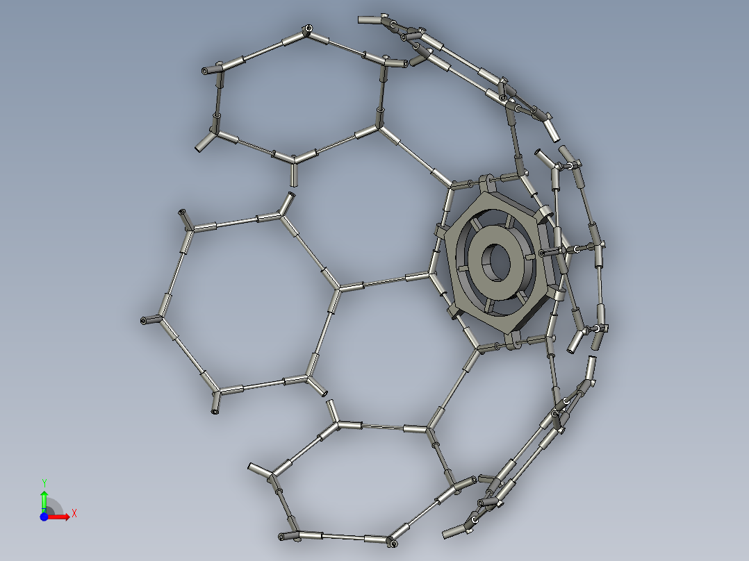 无人机加球体外壳整体装配前视图