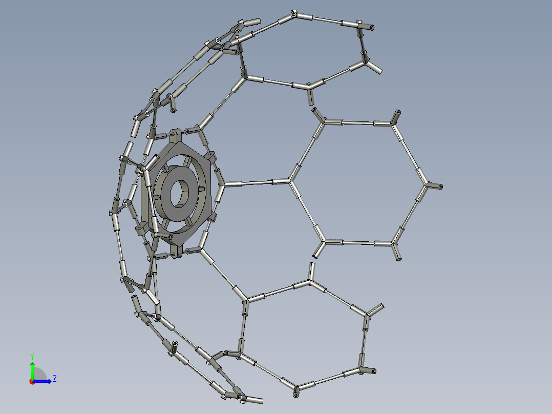 无人机加球体外壳整体装配左视图