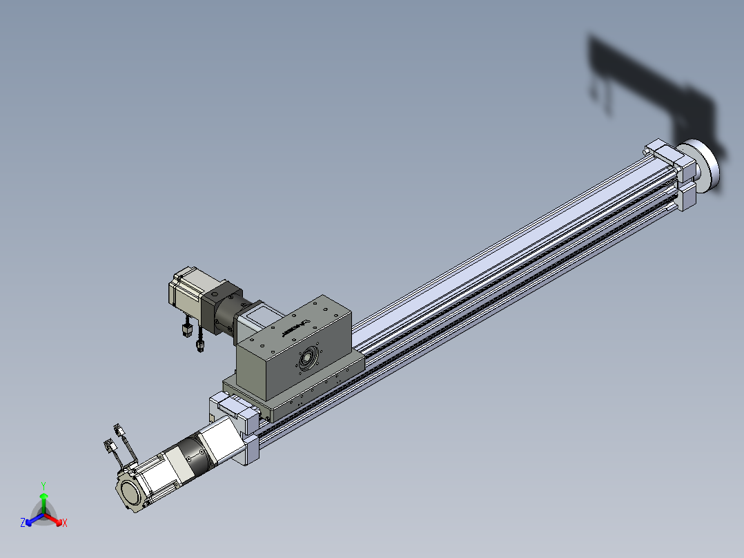 威洛博直线电机模组EB8ZR-L200-S900-RZP75B5K-ZP755K-MS3正等轴测图