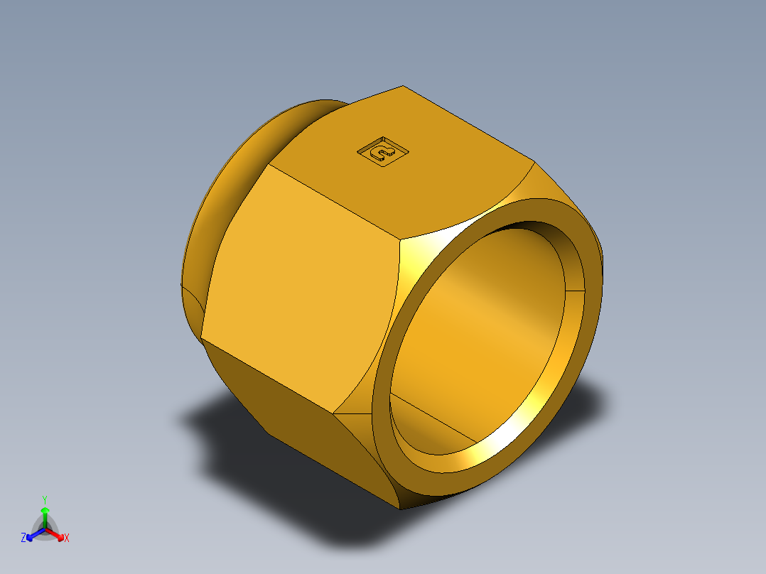 扩口式工业通用硬管接头Short Forged Nut 14FSX-12正等轴测图