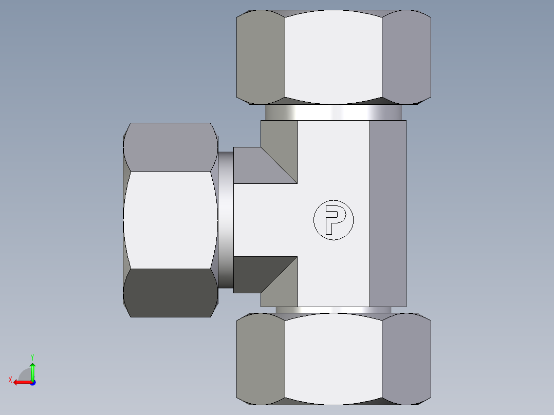 卡套式工业通用硬管接头EO_Swivel_nut_run_tee_EL18LCF后视图
