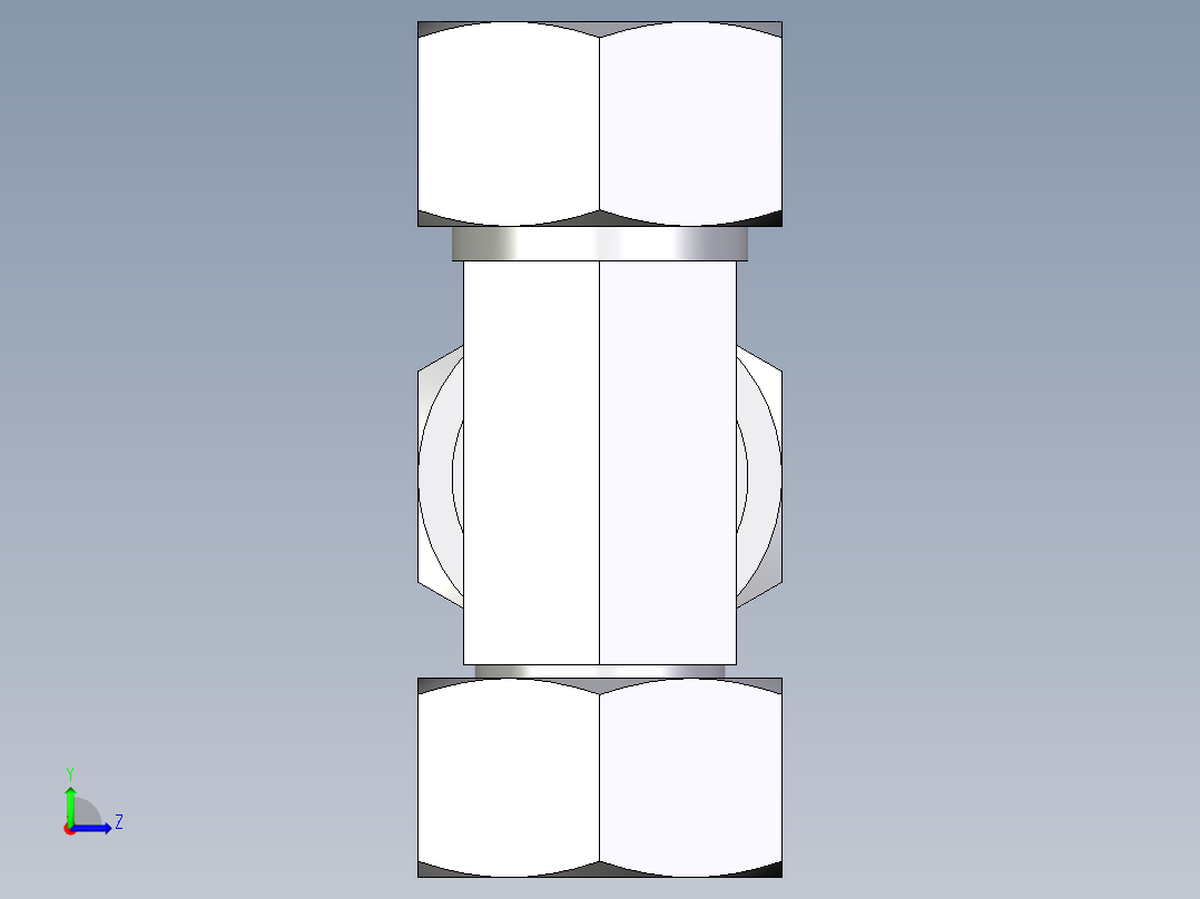 卡套式工业通用硬管接头EO_Swivel_nut_run_tee_EL18LCF左视图
