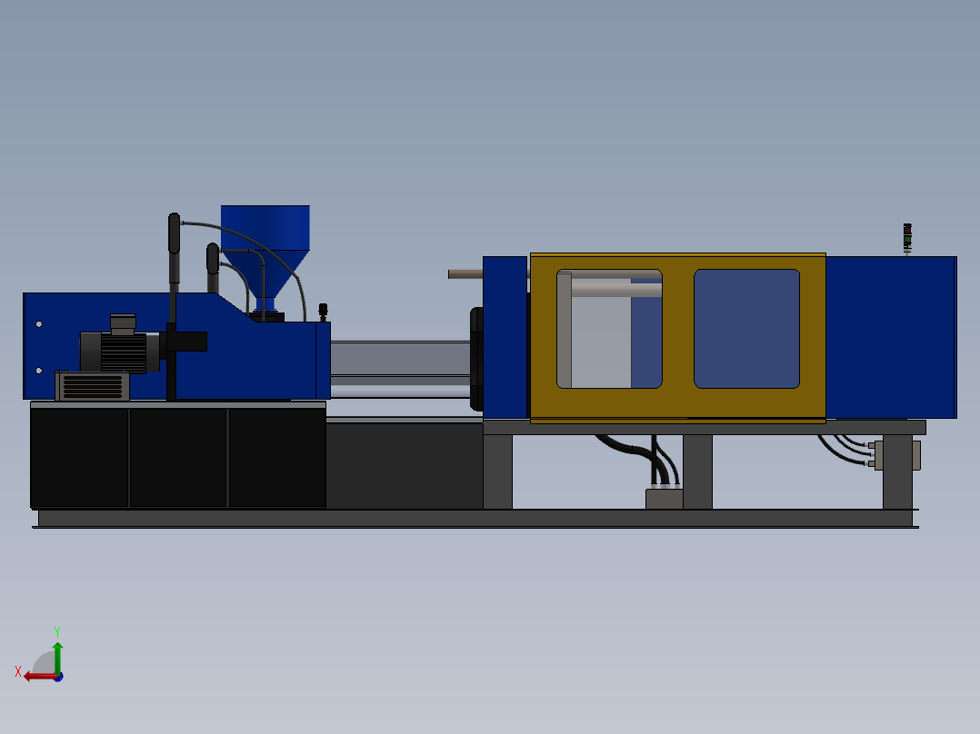 注塑机模型 3D图纸 外部模型机械设备solidworks 3D模型后视图