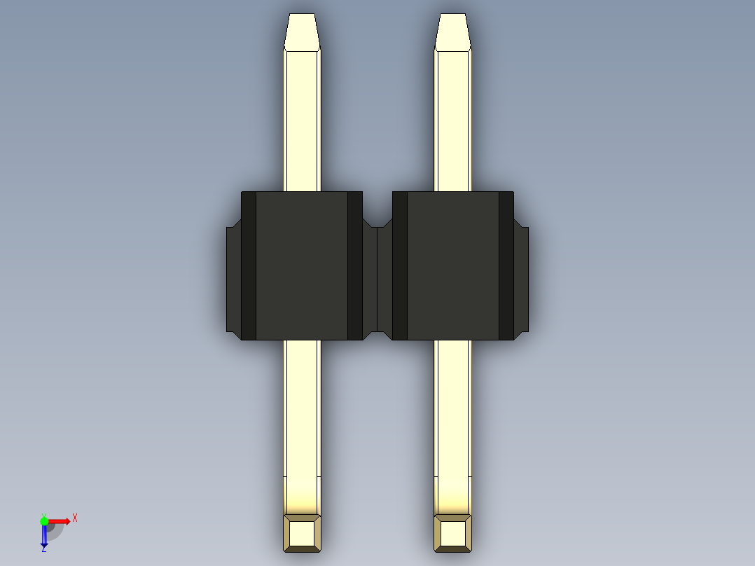 彩色公排针 100mil 2.54mm 系列-DS1022_black_02p_100mil_TypeU_rev1.0俯视图