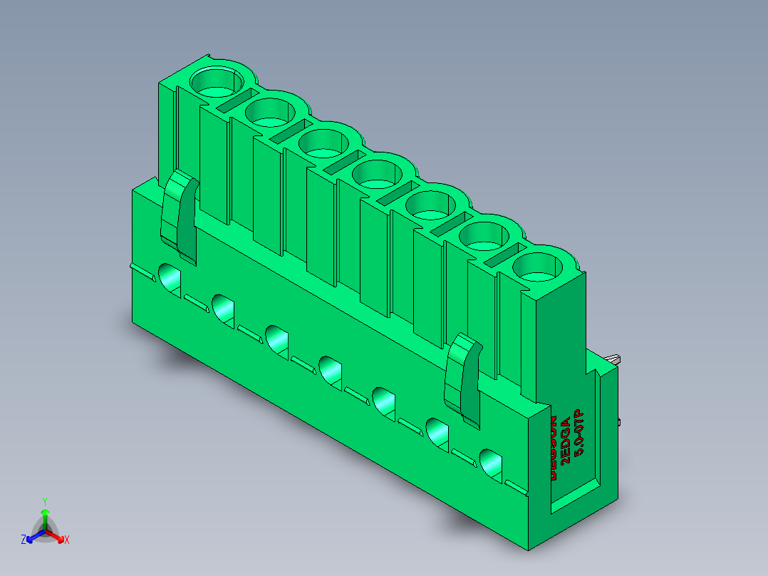 DEGSON 2EDG 系列 5.0mm 可插拔接线端子组-2EDGA-5.0-07P-14-00AH正等轴测图