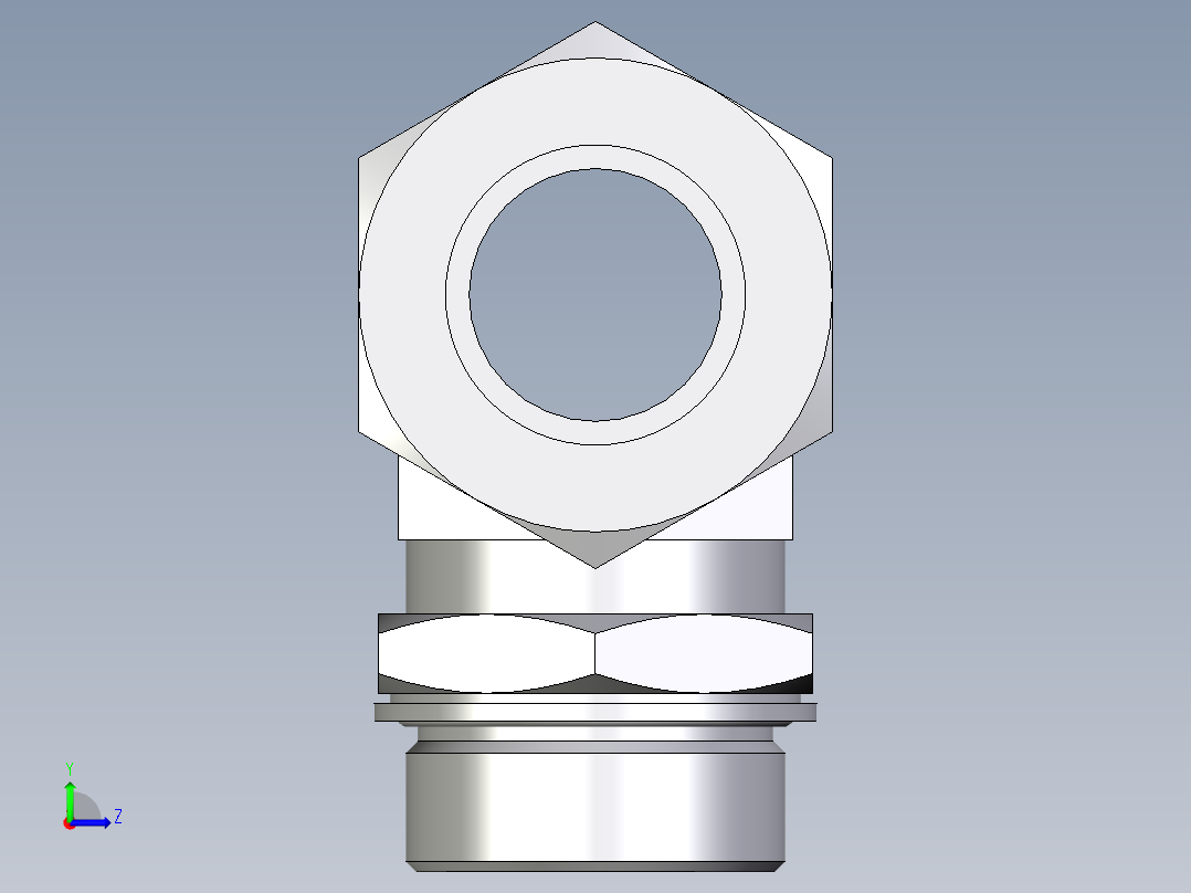 卡套式工业通用硬管接头EO_Adjustable_locknut_branch_tee_TEE38ZSMCF左视图