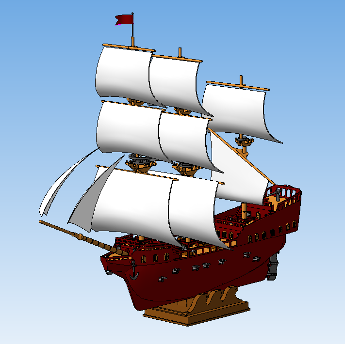 帆船摆件模型3D图纸 igs stp格式