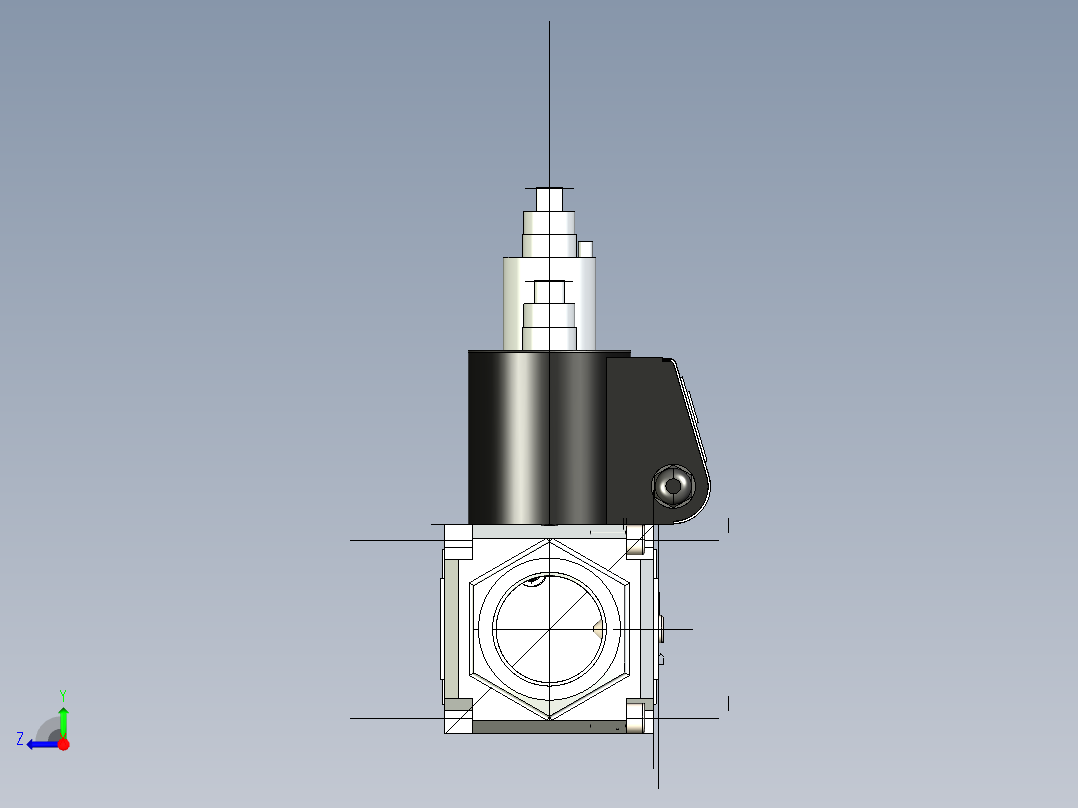 双电磁阀3D模型右视图