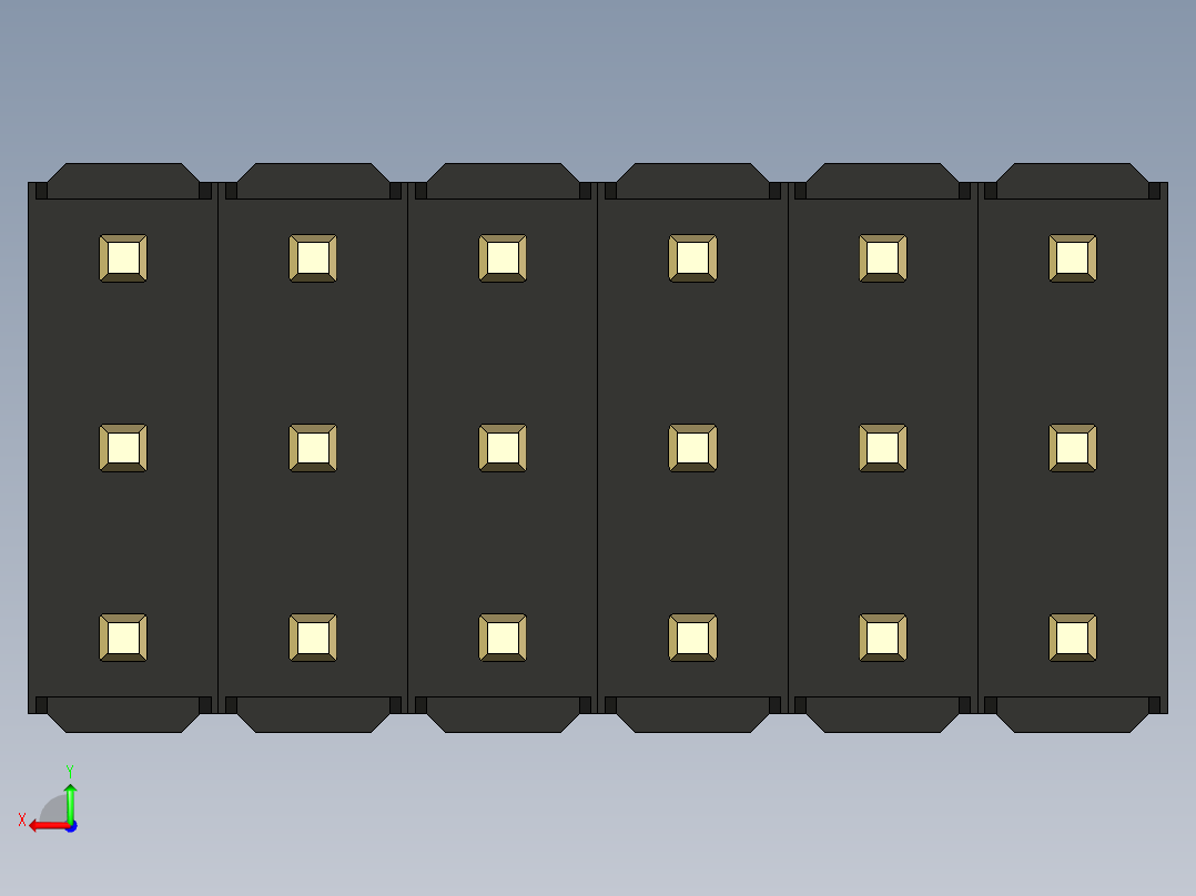 彩色公头100mil（2.54mm）系列-DS1021_black_3x06p_100mil_Type1_rev1.0后视图