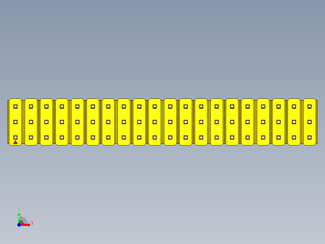 彩色公头100mil（2.54mm）系列-DS1021_yellow_3x20p_100mil_Type43_rev1.0前视图