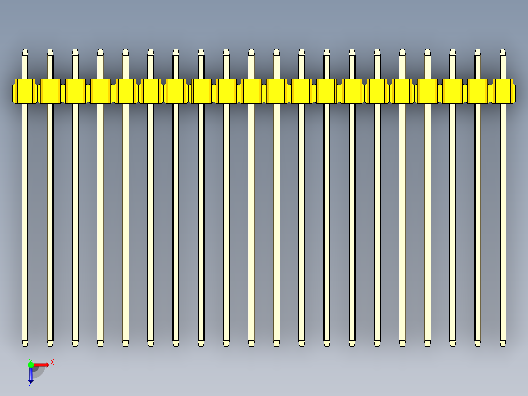 彩色公头100mil（2.54mm）系列-DS1021_yellow_3x20p_100mil_Type43_rev1.0俯视图