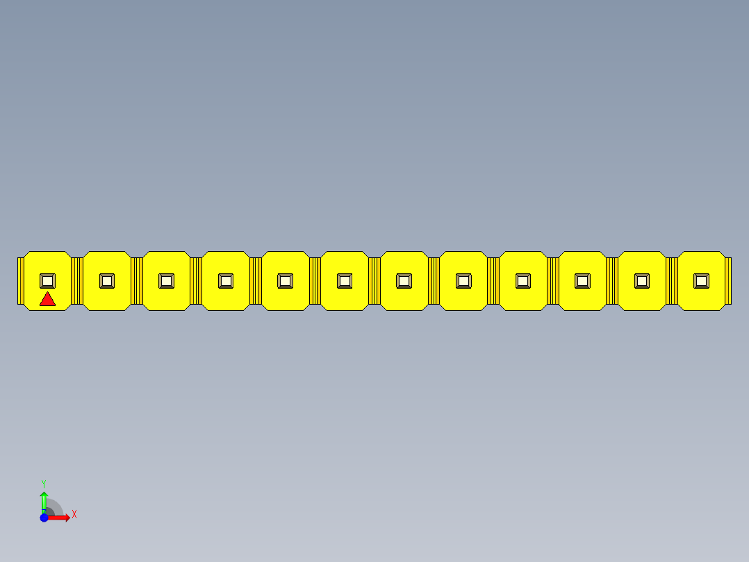 彩色公头100mil（2.54mm）系列-DS1021_yellow_1x12p_100mil_Type43_rev1.0前视图