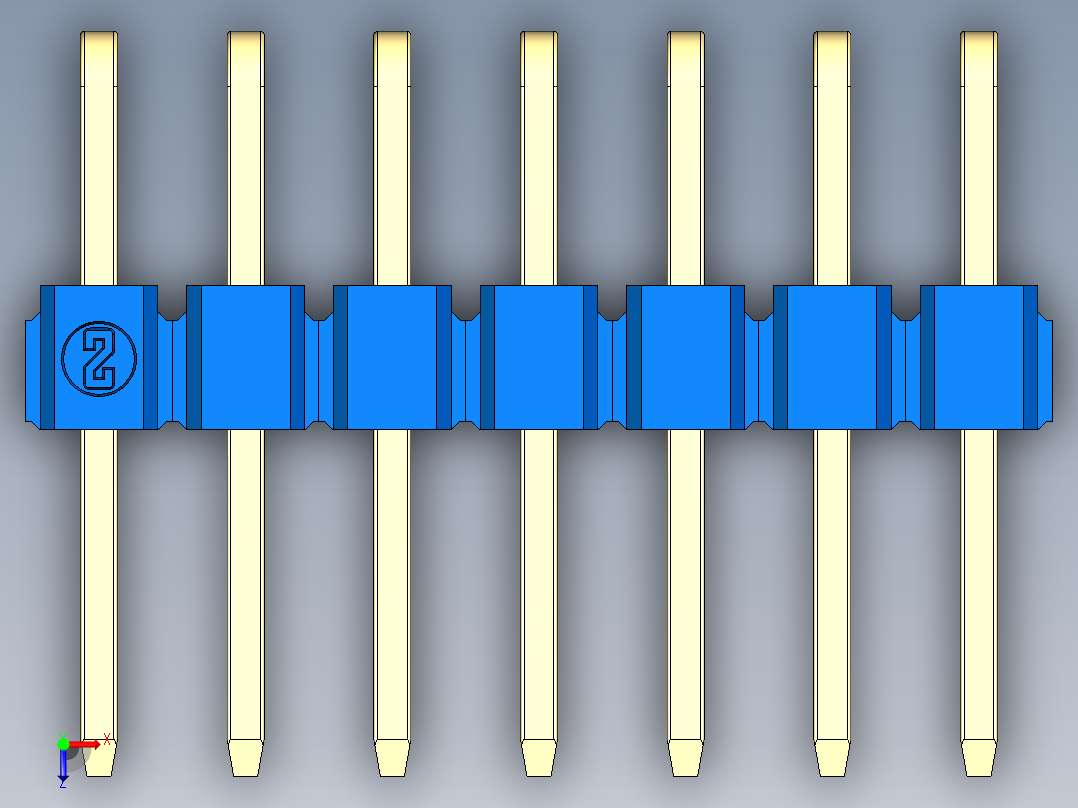 彩色公排针 100mil 2.54mm 系列-DS1022_blue_2x07p_100mil_TypeD_rev1.0俯视图
