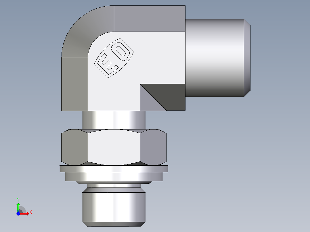 卡套式工业通用硬管接头EO_Adjustable_Locknut_elbow_WEE06LROMDCF前视图