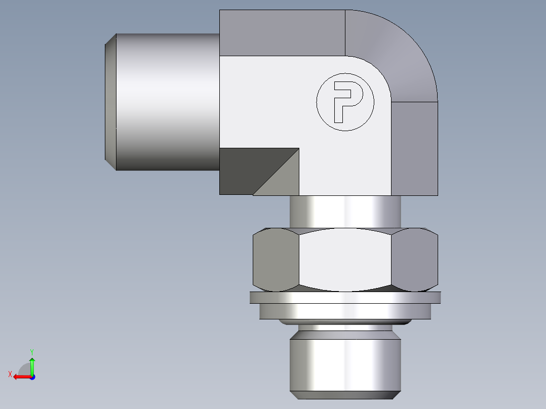 卡套式工业通用硬管接头EO_Adjustable_Locknut_elbow_WEE06LROMDCF后视图