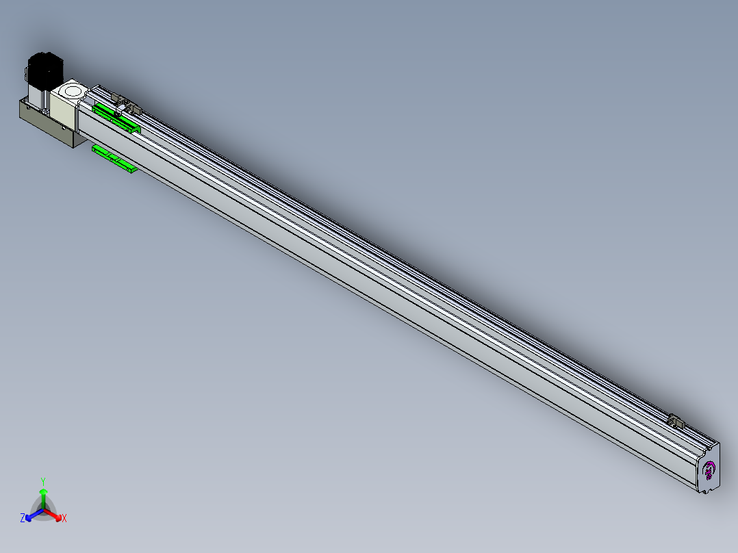 同步带滑台-半封闭B10H-L45-S1500-L-P40-D3正等轴测图