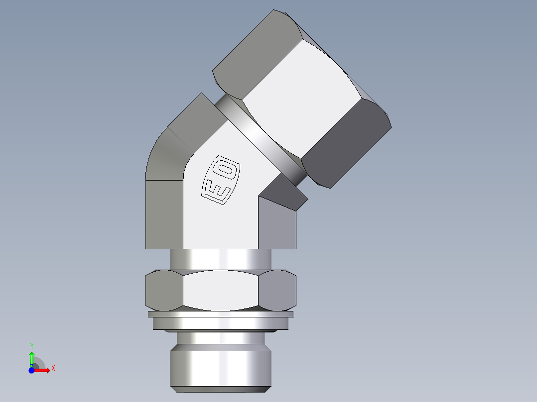 卡套式工业通用硬管接头EO_Adjustable_locknut_45_deg_elbow_VEE16SRCF前视图