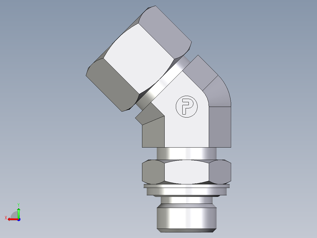 卡套式工业通用硬管接头EO_Adjustable_locknut_45_deg_elbow_VEE16SRCF后视图