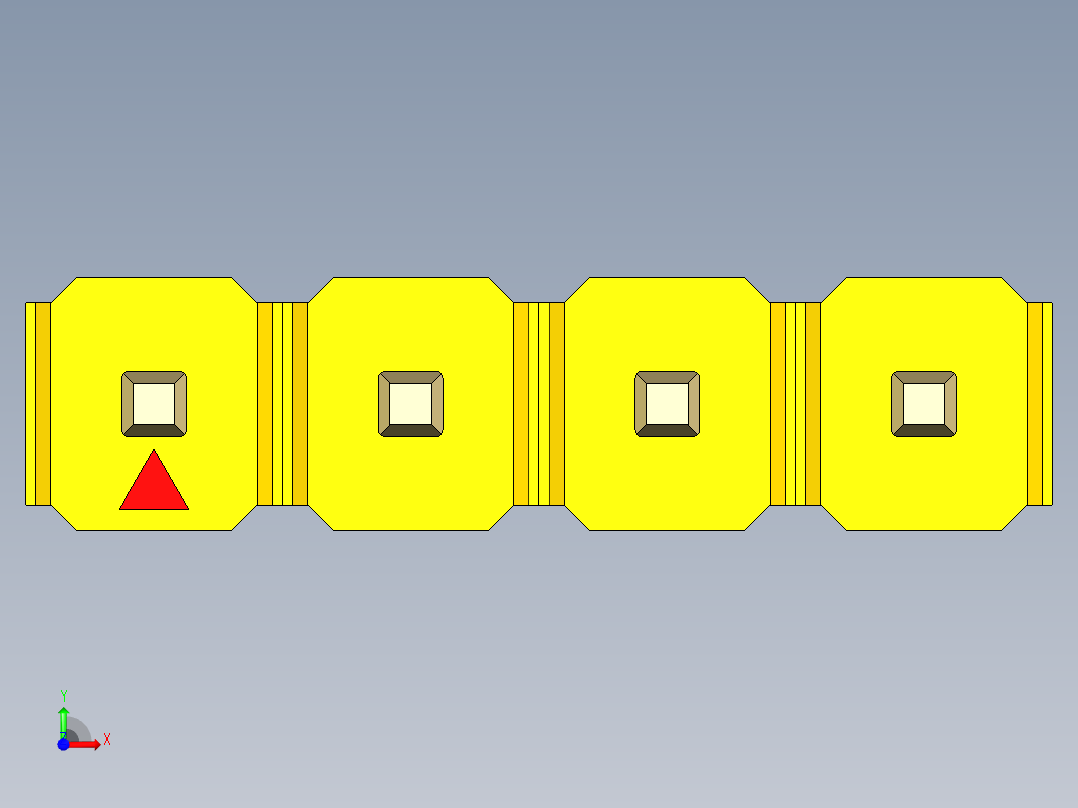 彩色公头100mil（2.54mm）系列-DS1021_yellow_1x04p_100mil_Type19_rev1.0前视图