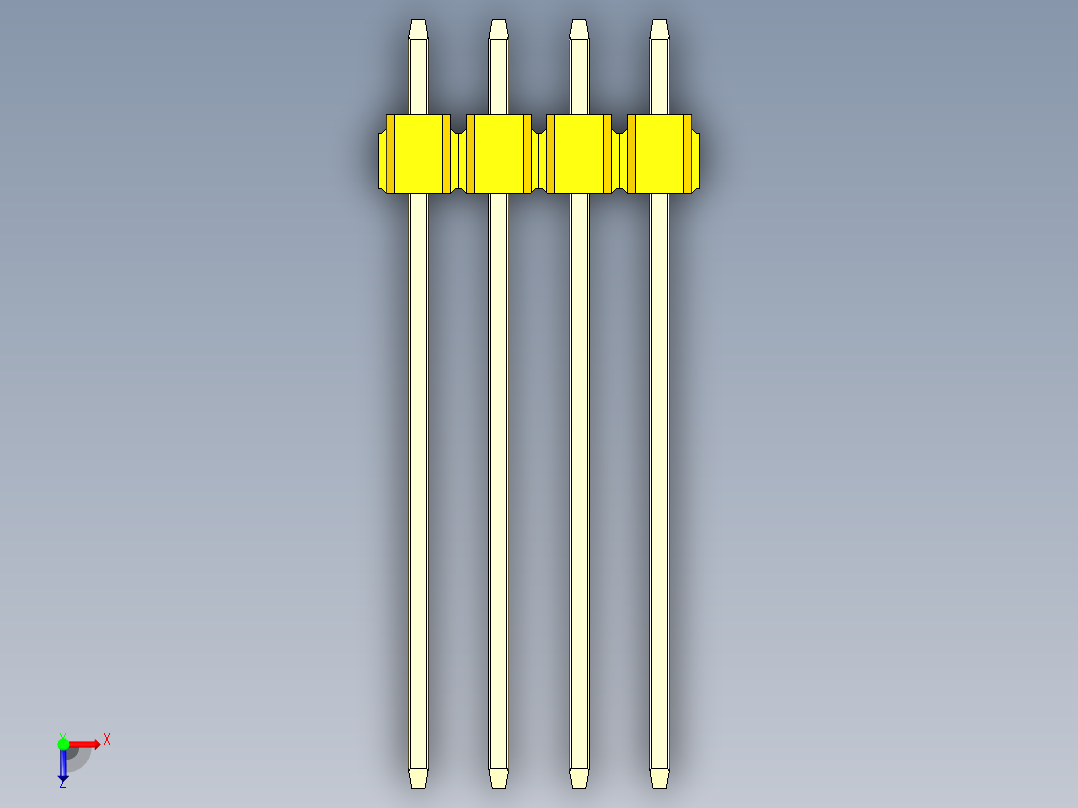 彩色公头100mil（2.54mm）系列-DS1021_yellow_1x04p_100mil_Type19_rev1.0俯视图