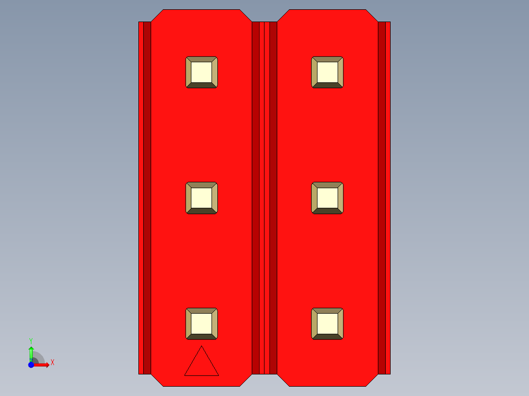 彩色公头100mil（2.54mm）系列-DS1021_red_3x02p_100mil_Type19_rev1.0前视图