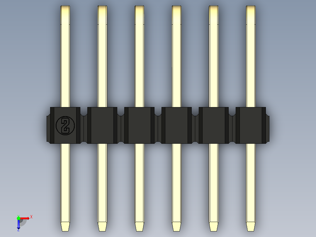 彩色公排针 100mil 2.54mm 系列-DS1022_black_3x06p_100mil_TypeD_rev1.0俯视图