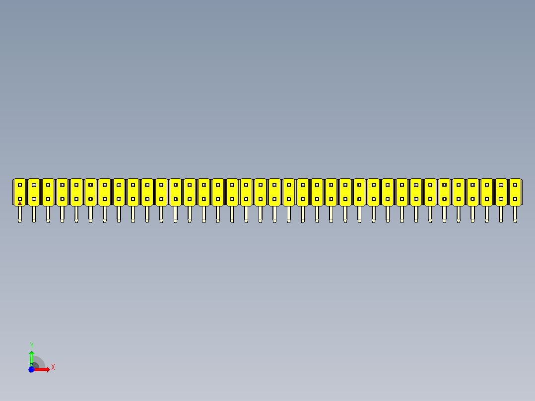 彩色公排针 100mil 2.54mm 系列-DS1022_yellow_2x36p_100mil_TypeD_rev1.0前视图