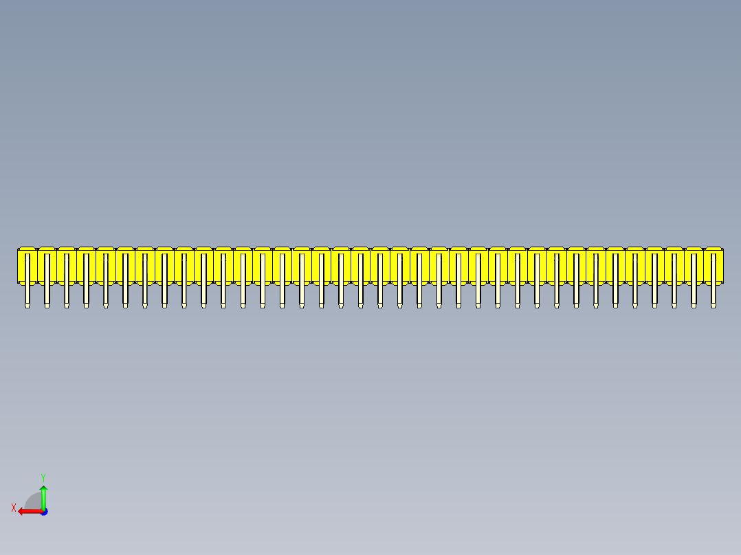 彩色公排针 100mil 2.54mm 系列-DS1022_yellow_2x36p_100mil_TypeD_rev1.0后视图