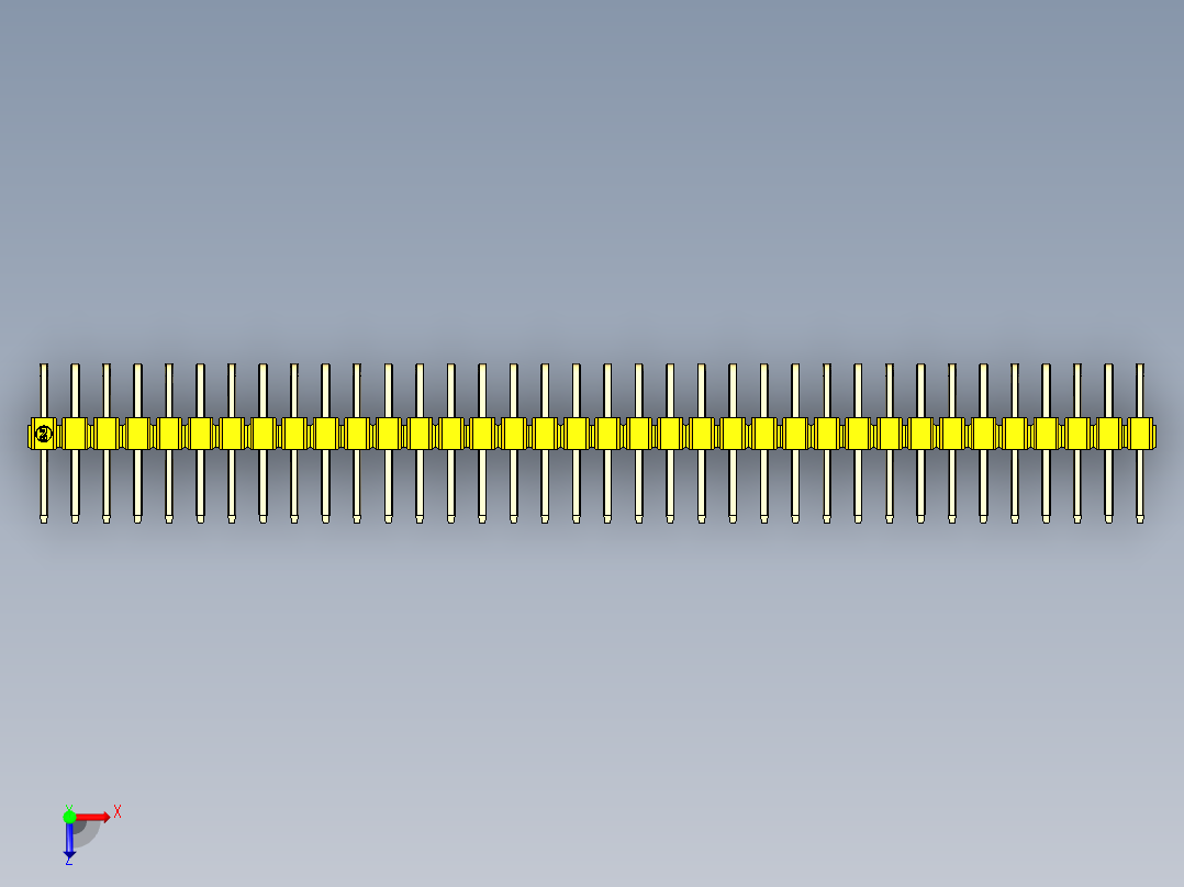 彩色公排针 100mil 2.54mm 系列-DS1022_yellow_2x36p_100mil_TypeD_rev1.0俯视图