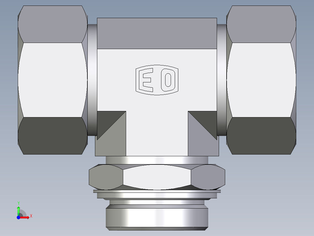 卡套式工业通用硬管接头EO_Adjustable_locknut_branch_tee_TEE38ZSRCF前视图