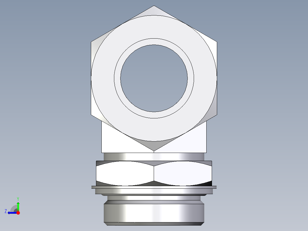 卡套式工业通用硬管接头EO_Adjustable_locknut_branch_tee_TEE38ZSRCF右视图