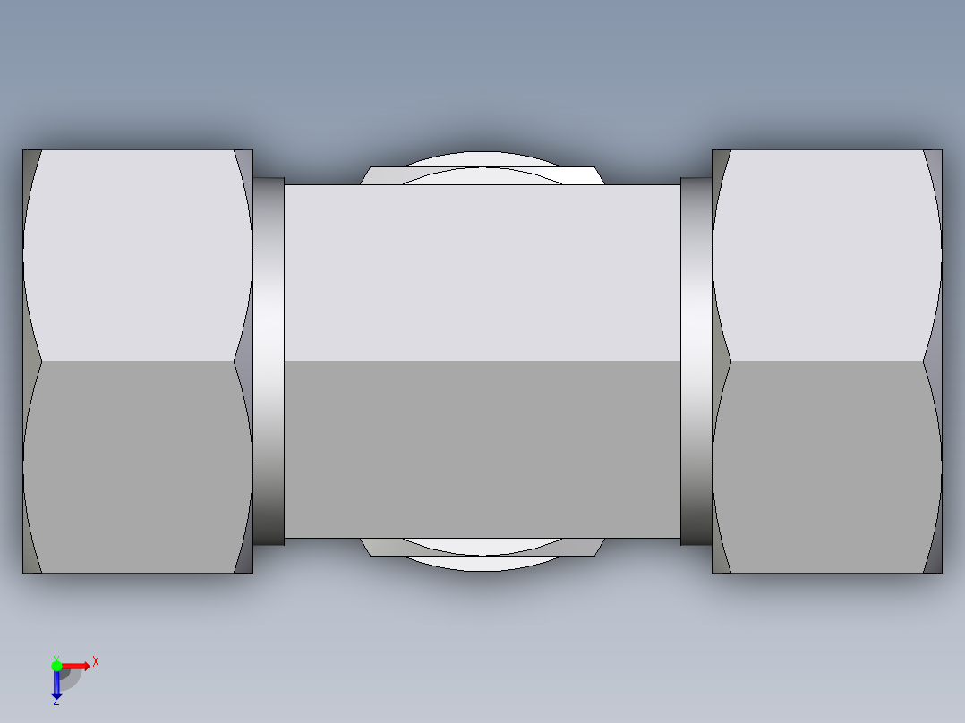 卡套式工业通用硬管接头EO_Adjustable_locknut_branch_tee_TEE38ZSRCF俯视图