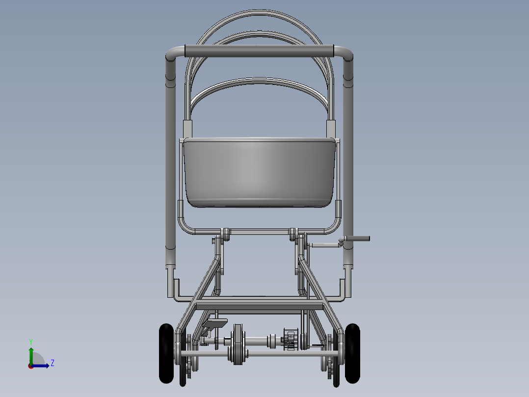 多功能婴儿护理车设计-多功能婴儿推车SW三维模型+5张CAD图纸说明书+仿真视频左视图